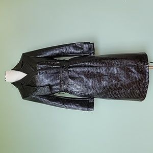 TOPSHOP Black Faux Crocodile Trench Coat